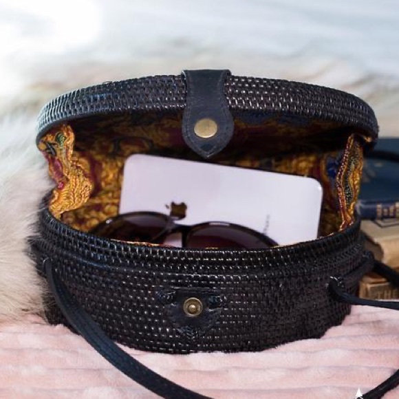 NWOT | Round Rattan Boho Bag — Black - Picture 2 of 11